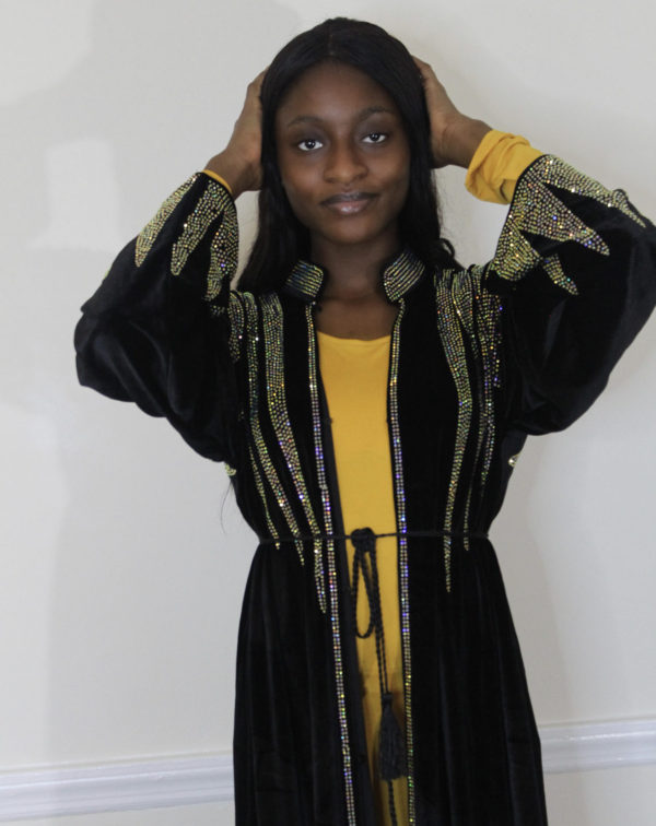 BELAKI GOLD VELVET ABAYA - Image 2