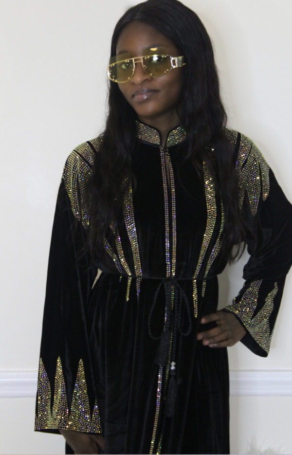 BELAKI GOLD VELVET ABAYA - Image 6