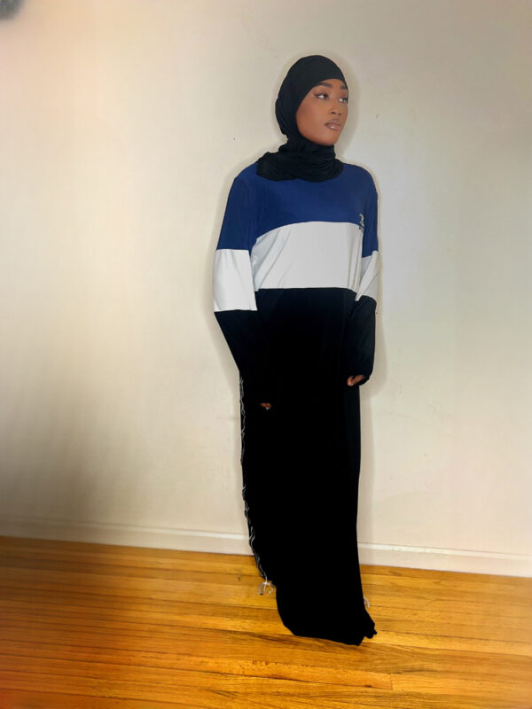 SALMA LONG 3 SIDED DRESS-NAVY - Image 3