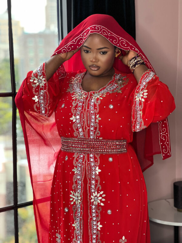 Thrift-Dalia Red Kaftan - Image 2