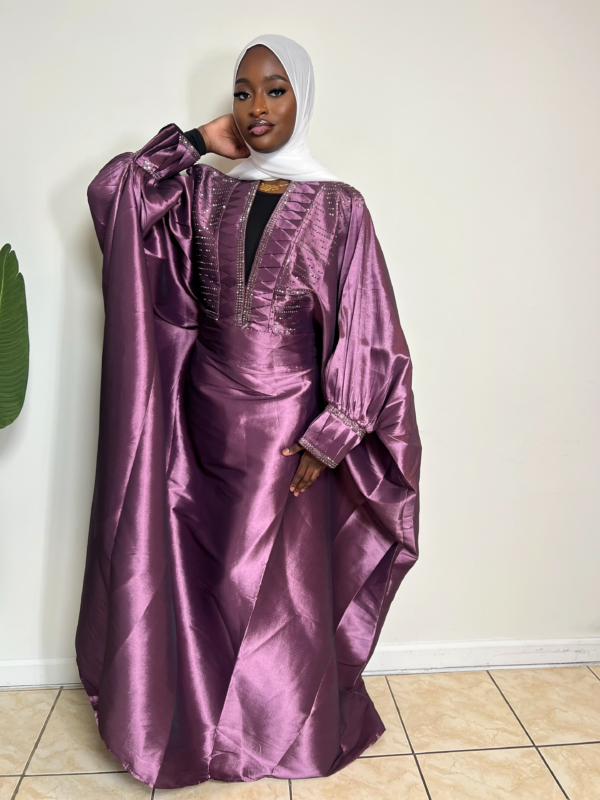 Purple Luxury Boubou with Metallic Rhinestones