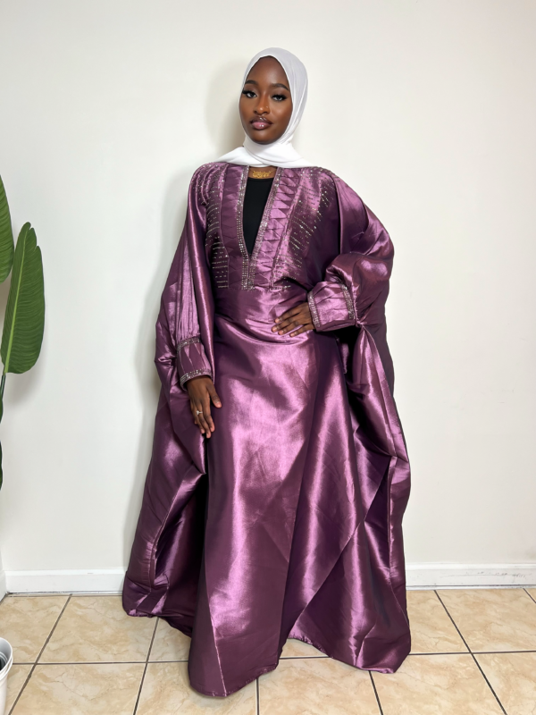 Purple Luxury Boubou with Metallic Rhinestones - Image 2